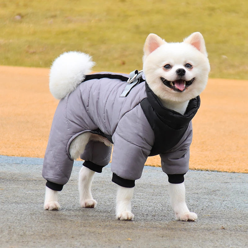 Waterproof Padded Dog Winter Jumpsuit β Warm Fleece Coat with D-Ring
