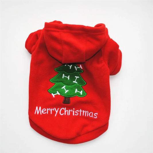 Christmas Fleece Pet Hoodie โ Warm Holiday Sweater for Dogs & Cats