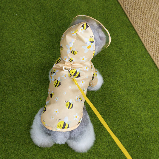 Cartoon Print Pet Rain Jacket – Waterproof Windproof Hooded Coat for Dogs & Cats