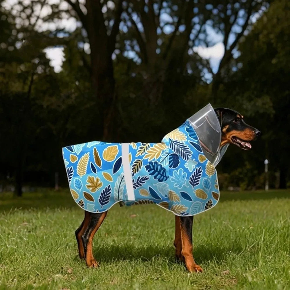 Fruit Print Reflective Dog Raincoat β Waterproof Adjustable Hooded Rain Cloak