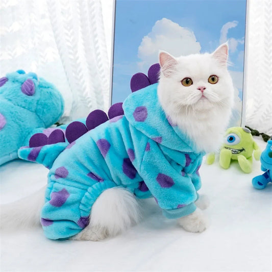 Dinosaur Fleece Pet Hoodie – Warm Halloween Costume for Dogs & Cats