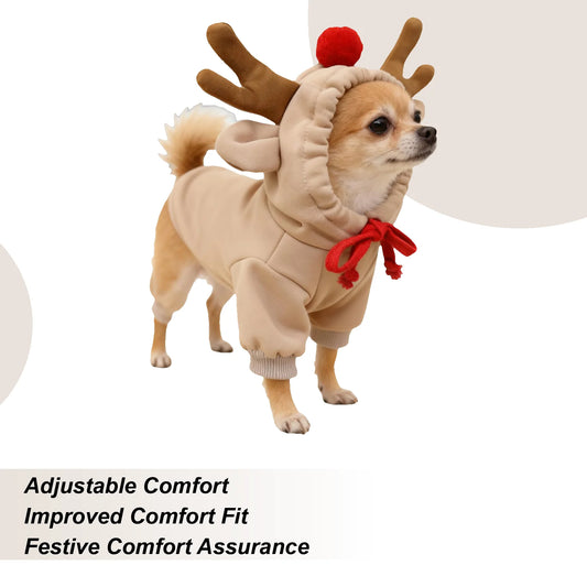 3D Reindeer Pet Costume โ Festive Deer Outfit for Dogs & Cats