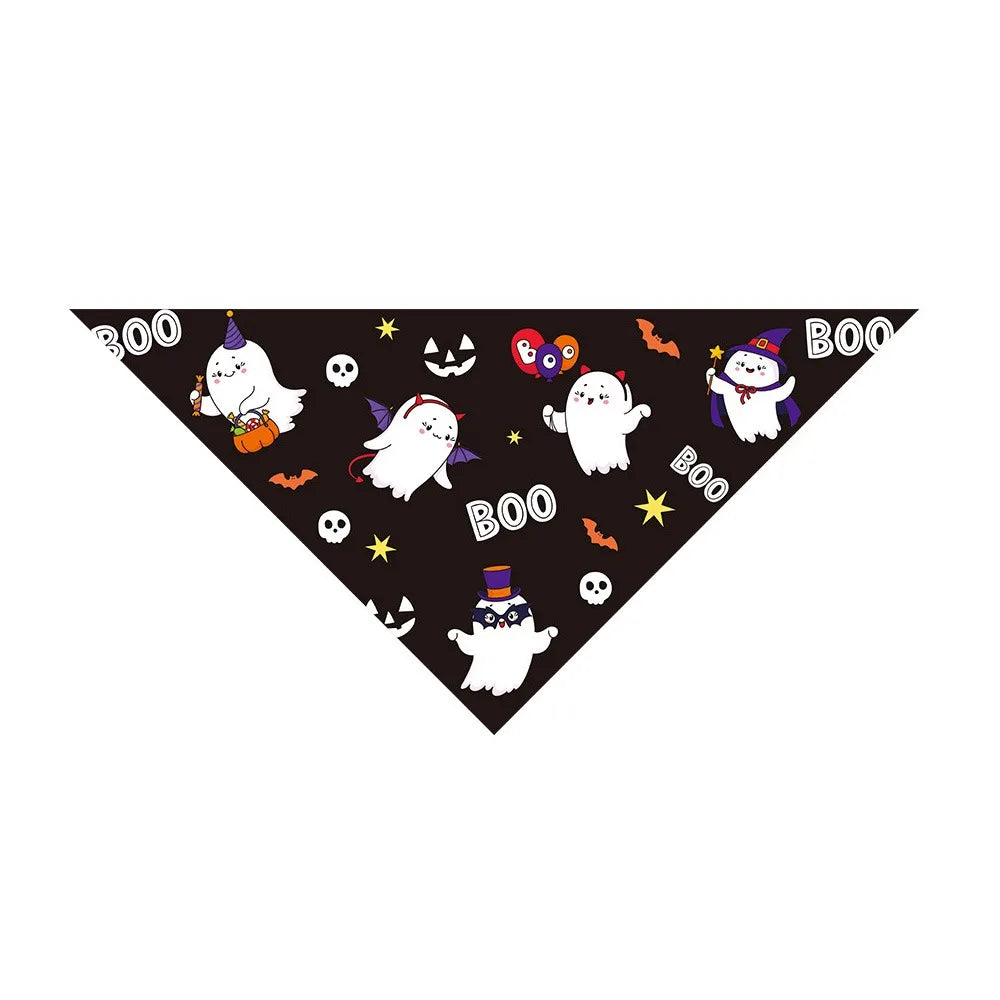 Cute Halloween Pet Bandana β Ghost & Pumpkin Print Scarf