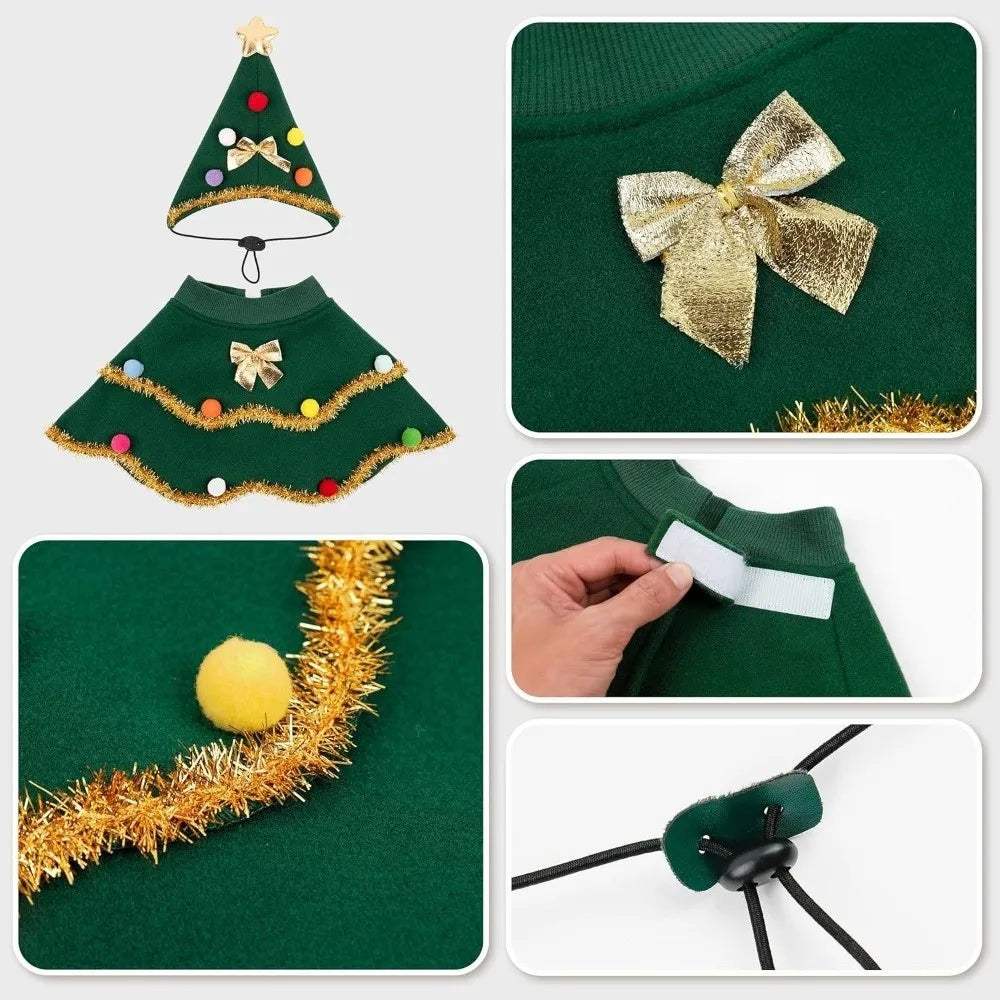 Green Christmas Pet Cloak & Hat β Festive Holiday Costume for Dogs & Cats