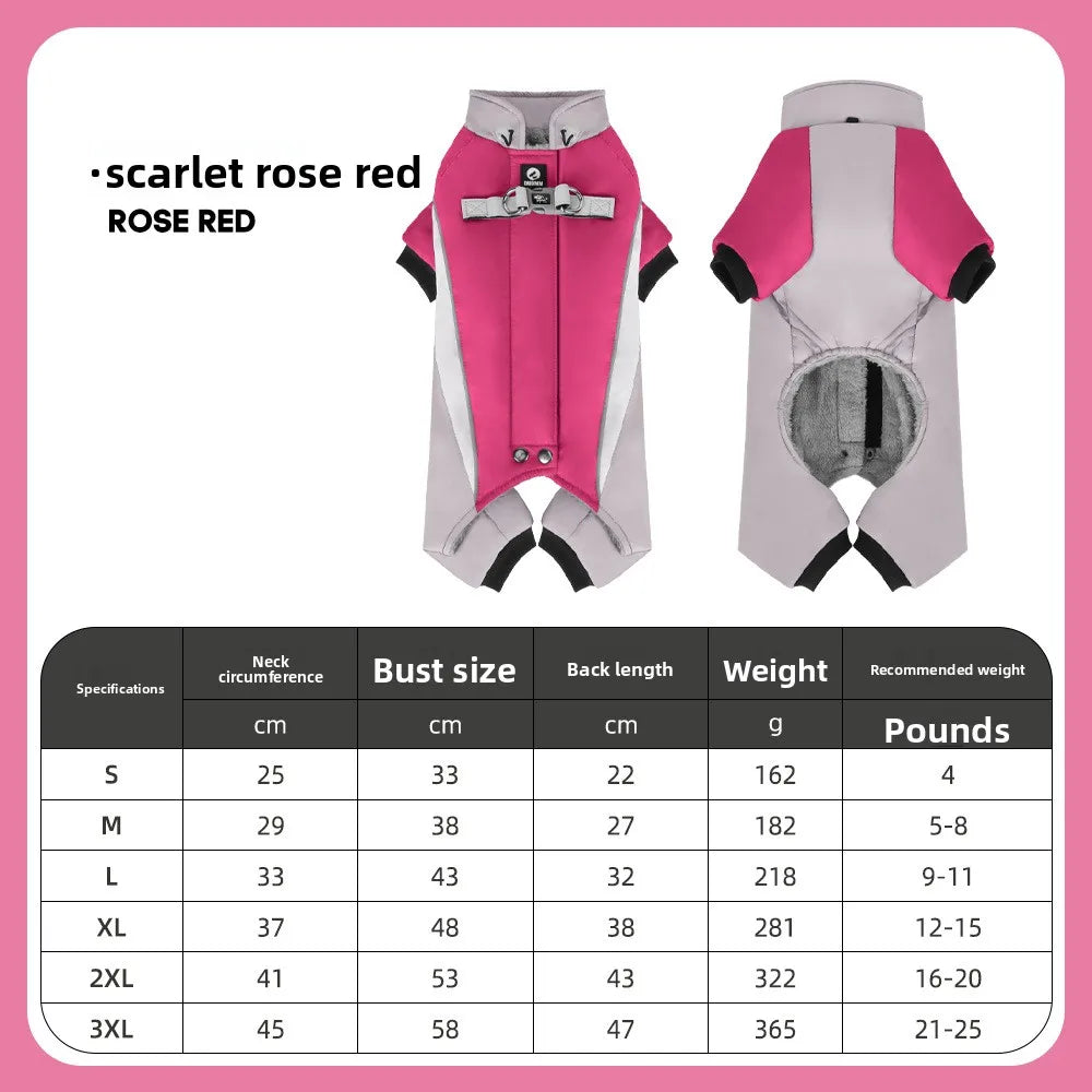 Arctic Velvet Lined Pet Winter Jumpsuit β Warm Reflective Waterproof Coat for Dogs