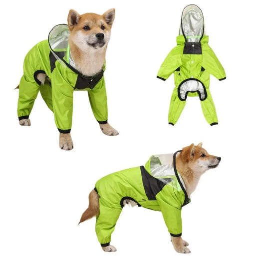 Transparent Waterproof Pet Raincoat – Full-Body Hooded Rain Poncho for Dogs & Cats
