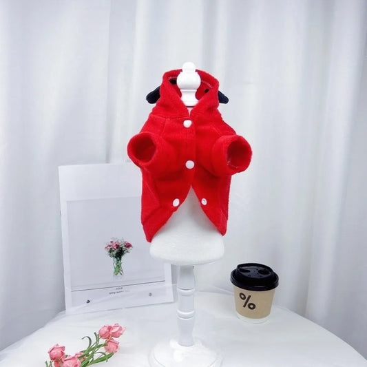 Red Halloween Dog Sweatshirt – Warm Casual Autumn & Winter Pet Hoodie