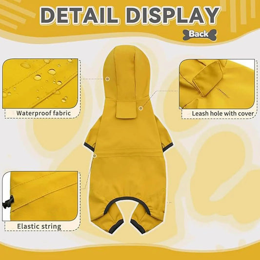 High-Visibility Waterproof Dog Raincoat – Adjustable Hooded Rain Jacket