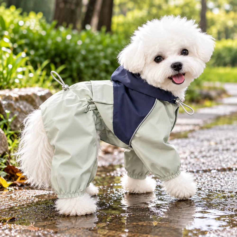 Waterproof Hooded Dog Jumpsuit β Full-Body Dust & Outdoor Protective Raincoat