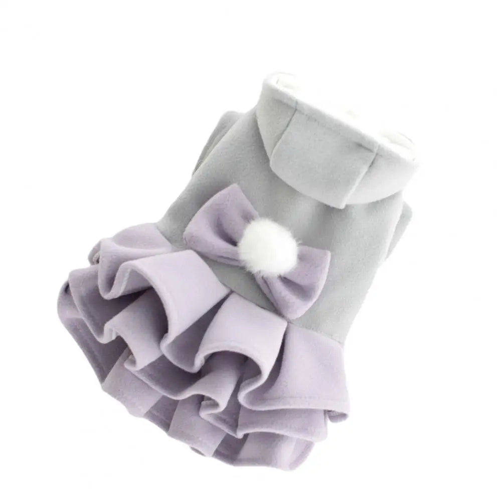 Bow-Tie Multi-Layer Pet Hoodie Dress β Cozy Winter Outfit for Dogs & Cats