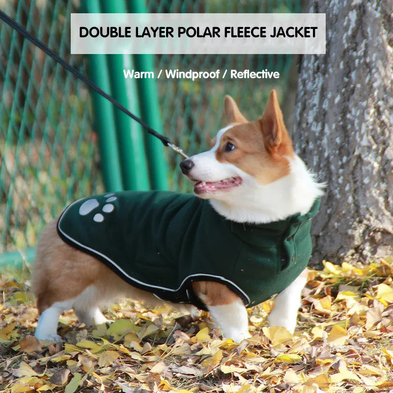 Reflective Fleece Dog Jacket – Warm Windproof Outdoor Pet Coat