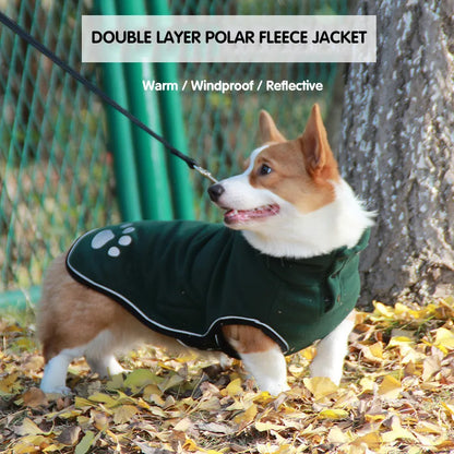 Reflective Fleece Dog Jacket – Warm Windproof Outdoor Pet Coat