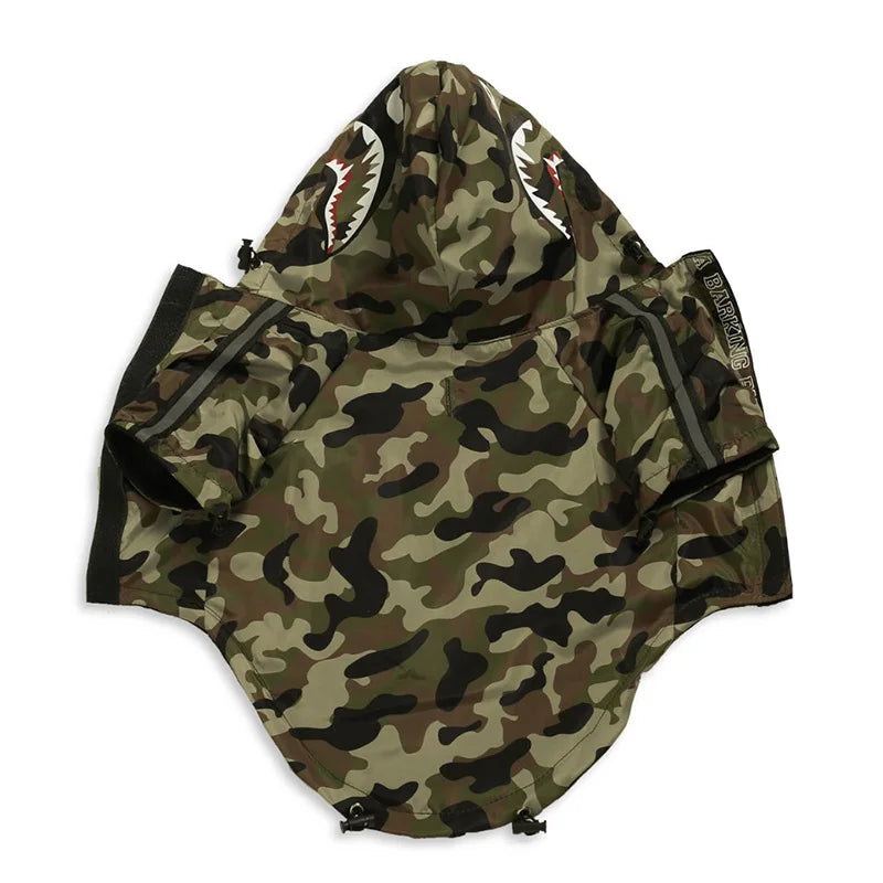 Dog Face Print Waterproof Jacket – Windproof Hooded Raincoat for Small to Large Dogs