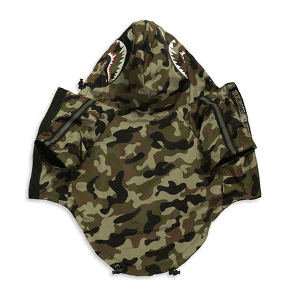 Dog Face Print Waterproof Jacket – Windproof Hooded Raincoat for Small to Large Dogs