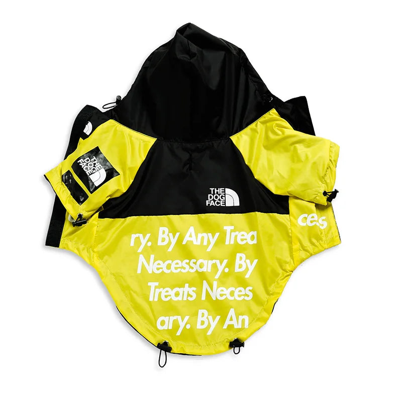 Dog Face Print Waterproof Jacket – Windproof Hooded Raincoat for Small to Large Dogs