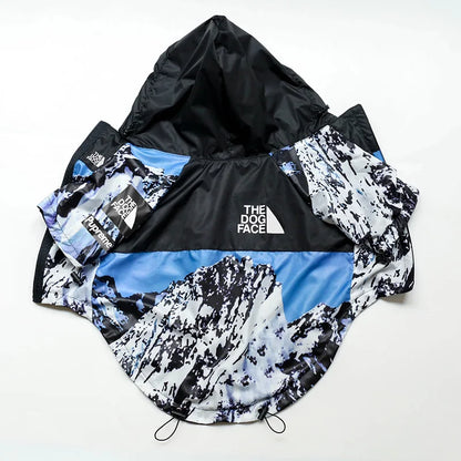Dog Face Print Waterproof Jacket – Windproof Hooded Raincoat for Small to Large Dogs