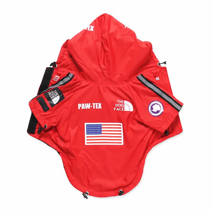 Dog Face Print Waterproof Jacket – Windproof Hooded Raincoat for Small to Large Dogs