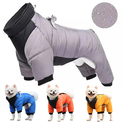 Waterproof Padded Dog Winter Jumpsuit – Warm Fleece Coat with D-Ring