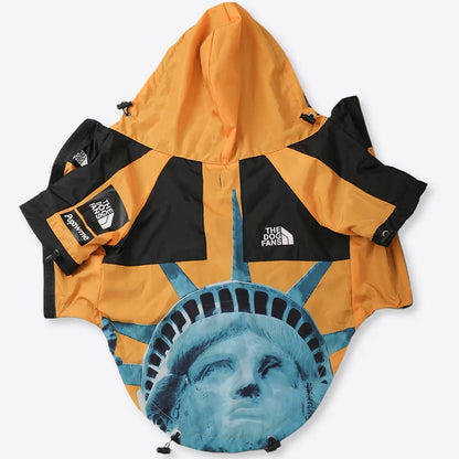 Dog Face Print Waterproof Jacket – Windproof Hooded Raincoat for Small to Large Dogs