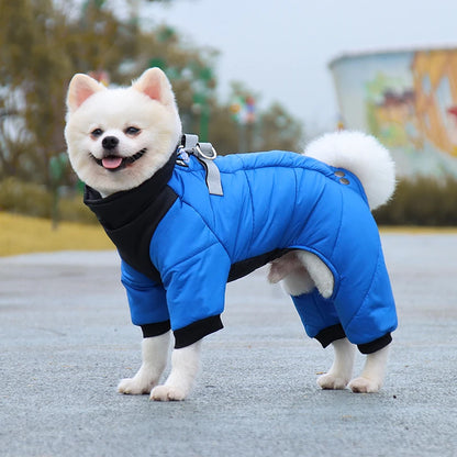 Waterproof Padded Dog Winter Jumpsuit – Warm Fleece Coat with D-Ring