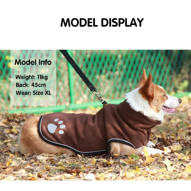 Reflective Fleece Dog Jacket – Warm Windproof Outdoor Pet Coat