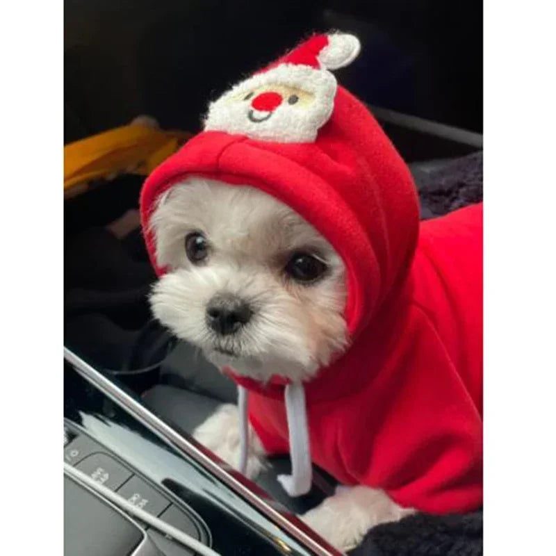Christmas Reindeer Pet Hoodie – Warm Winter Costume