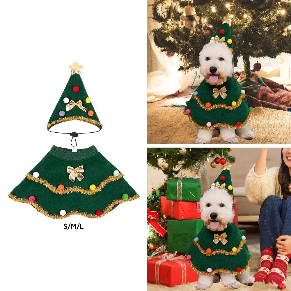 Green Christmas Pet Cloak & Hat – Festive Holiday Costume for Dogs & Cats