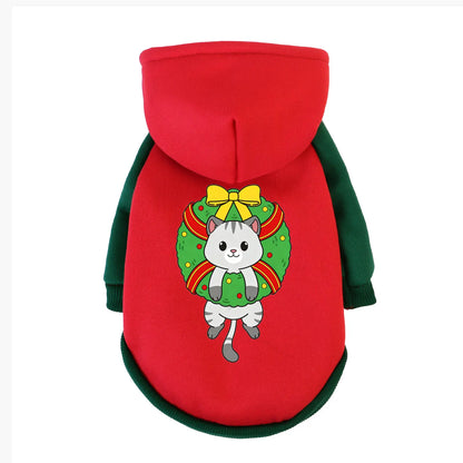 Christmas Cotton Pet Hoodie – Warm Winter Sweatshirt for Dogs & Cats