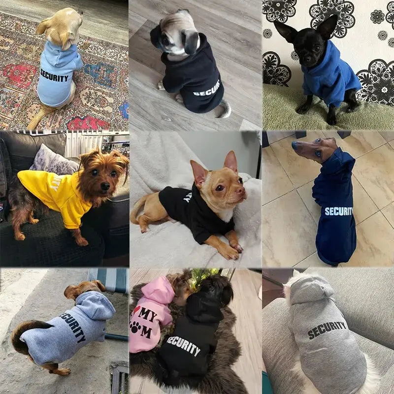 Security Letter Pet Hoodie – Warm Fashion Coat for Dogs & Cats