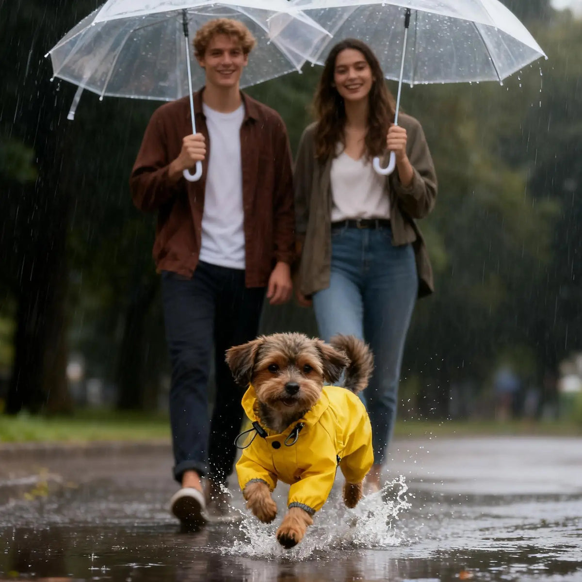 High-Visibility Waterproof Dog Raincoat – Adjustable Hooded Rain Jacket