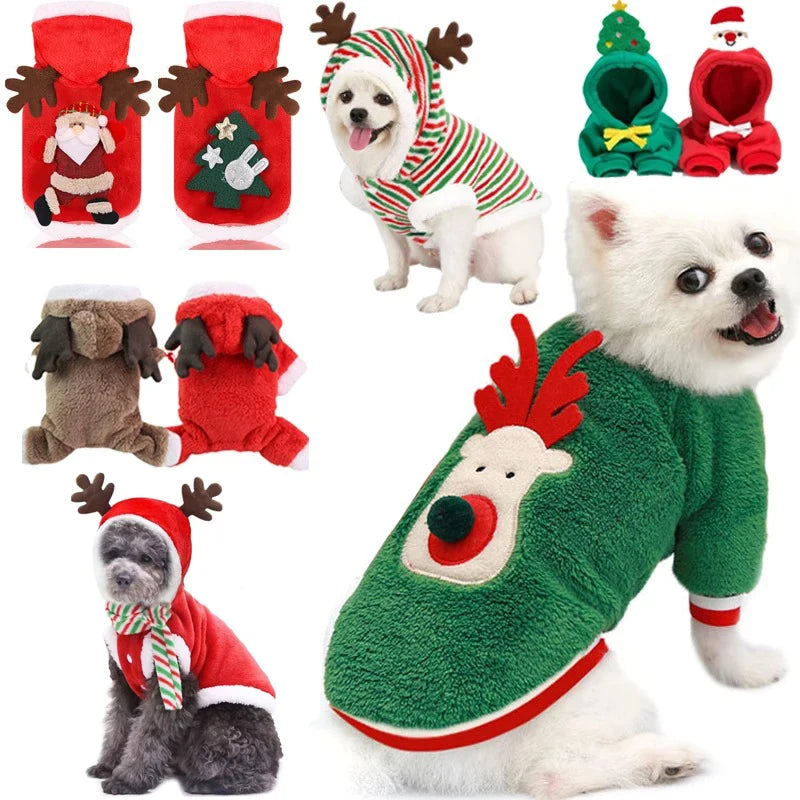 Christmas Reindeer Pet Hoodie – Warm Winter Costume