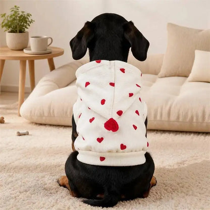 Red Heart Pom Pom Pet Hoodie – Lightweight Sleeveless Top for Dogs & Cats
