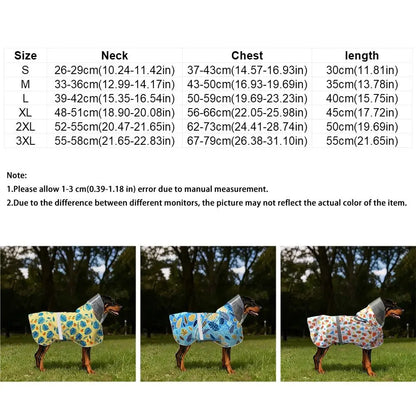 Fruit Print Reflective Dog Raincoat – Waterproof Adjustable Hooded Rain Cloak