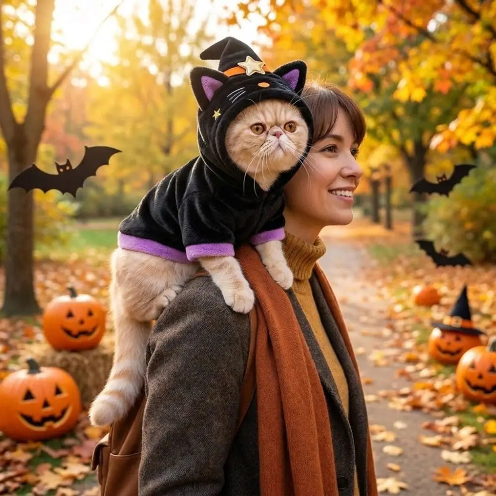 Wizard Witch Pet Costume – Halloween Hoodie & Hat Outfit for Dogs & Cats