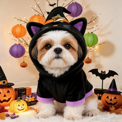 Wizard Witch Pet Costume – Halloween Transformation Hoodie for Dogs & Cats