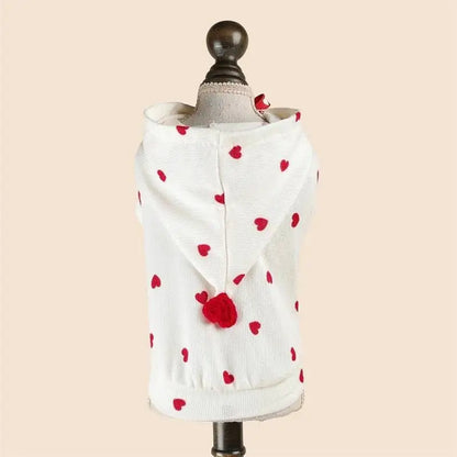 Red Heart Pom Pom Pet Hoodie – Lightweight Sleeveless Top for Dogs & Cats