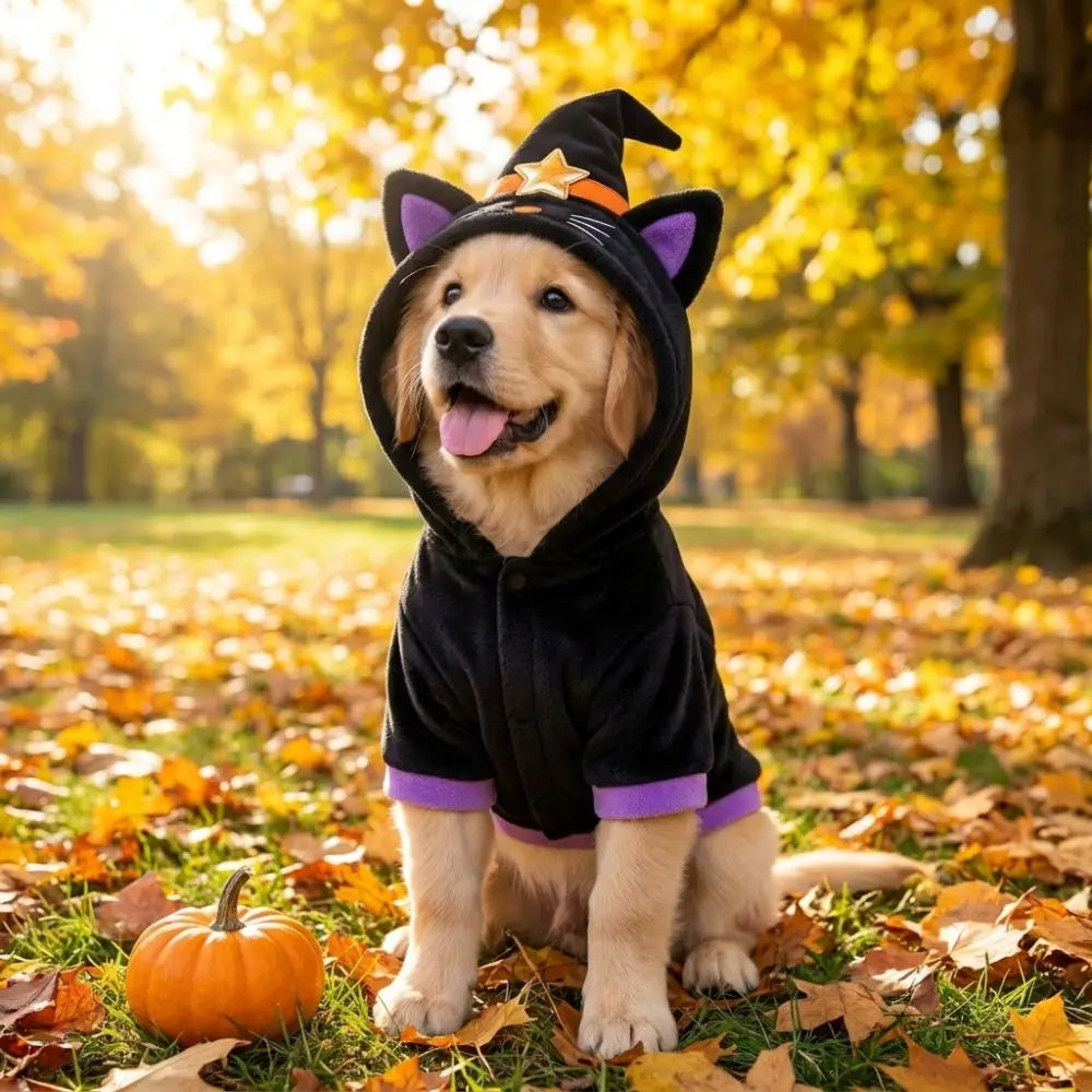Wizard Witch Pet Costume – Halloween Hoodie & Hat Outfit for Dogs & Cats