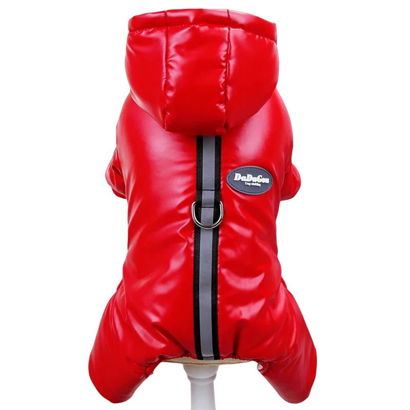 Thickened Waterproof Dog Winter Jumpsuit – Warm Hooded Coat for Small & Medium Dogs
