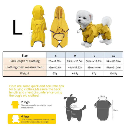 High-Visibility Waterproof Dog Raincoat – Adjustable Hooded Rain Jacket