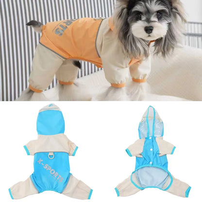 Four-Leg Waterproof Dog Raincoat – Hooded Windproof Full-Body Outdoor Coat