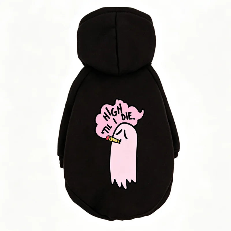 Ghost Print Halloween Pet Hoodie – Warm Fall & Winter Sweatshirt for Dogs & Cats