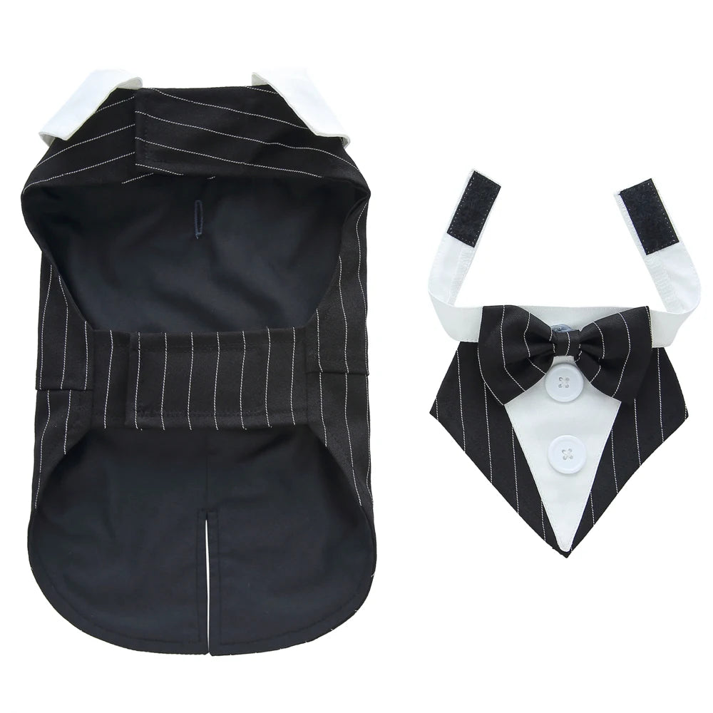 Formal Pet Tuxedo with Bow Tie – Wedding & Party Suit for Dogs & Cats
