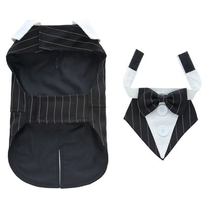 Formal Pet Tuxedo with Bow Tie – Wedding & Party Suit for Dogs & Cats