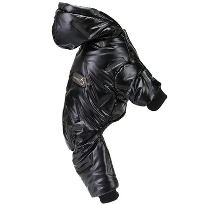 Thickened Waterproof Dog Winter Jumpsuit – Warm Hooded Coat for Small & Medium Dogs