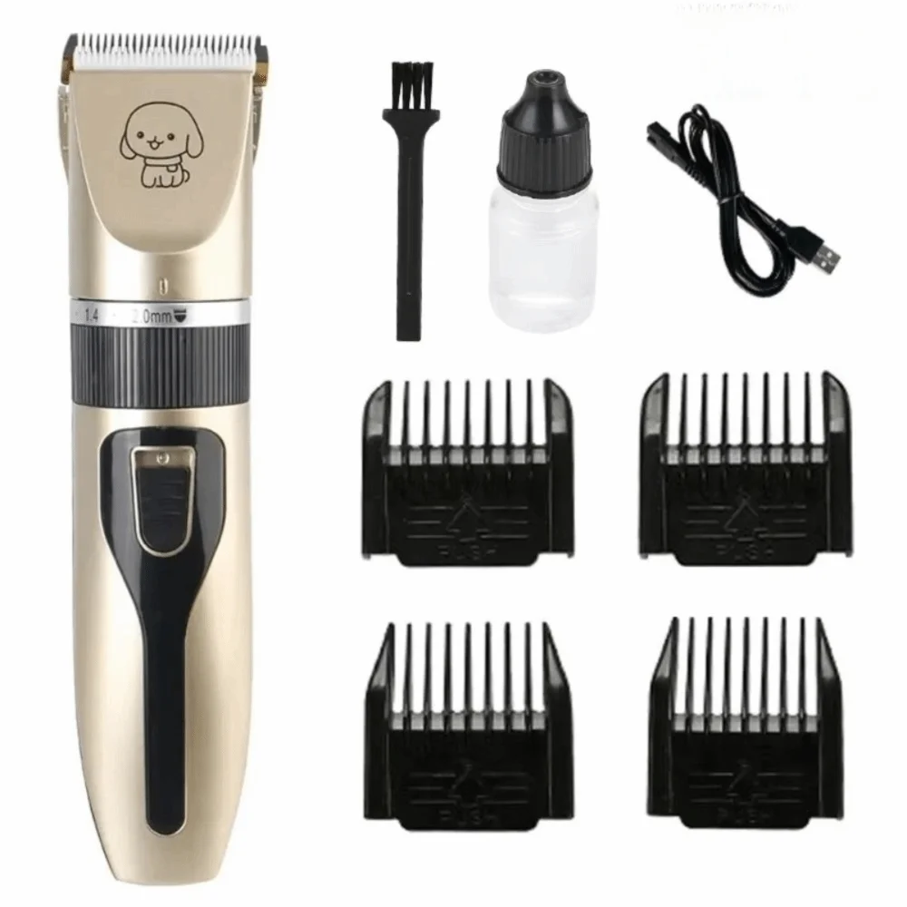 Professional USB Rechargeable Dog Hair Clippers – Silent 4-in-1 Pet Grooming Kit