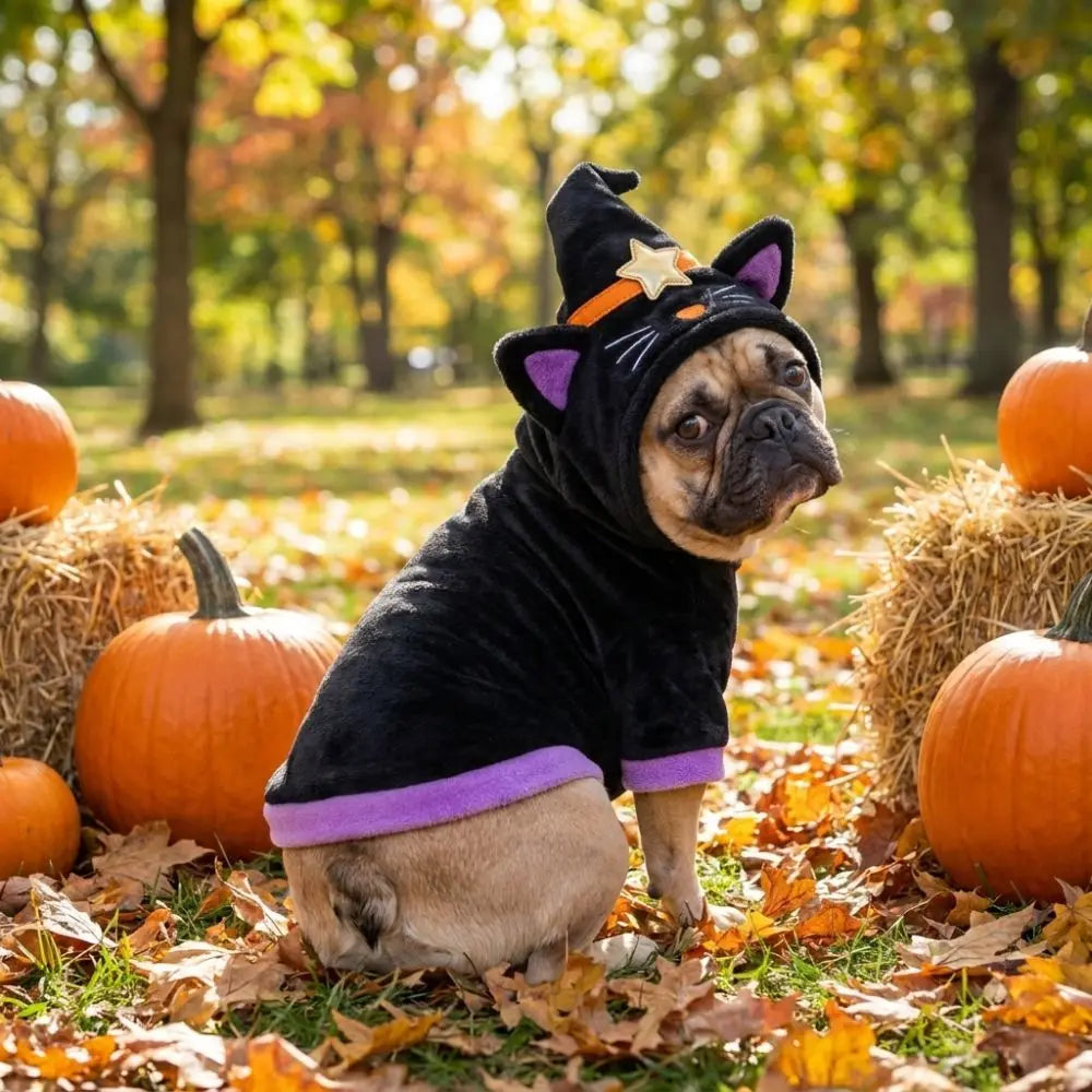 Wizard Witch Pet Costume – Halloween Hoodie & Hat Outfit for Dogs & Cats