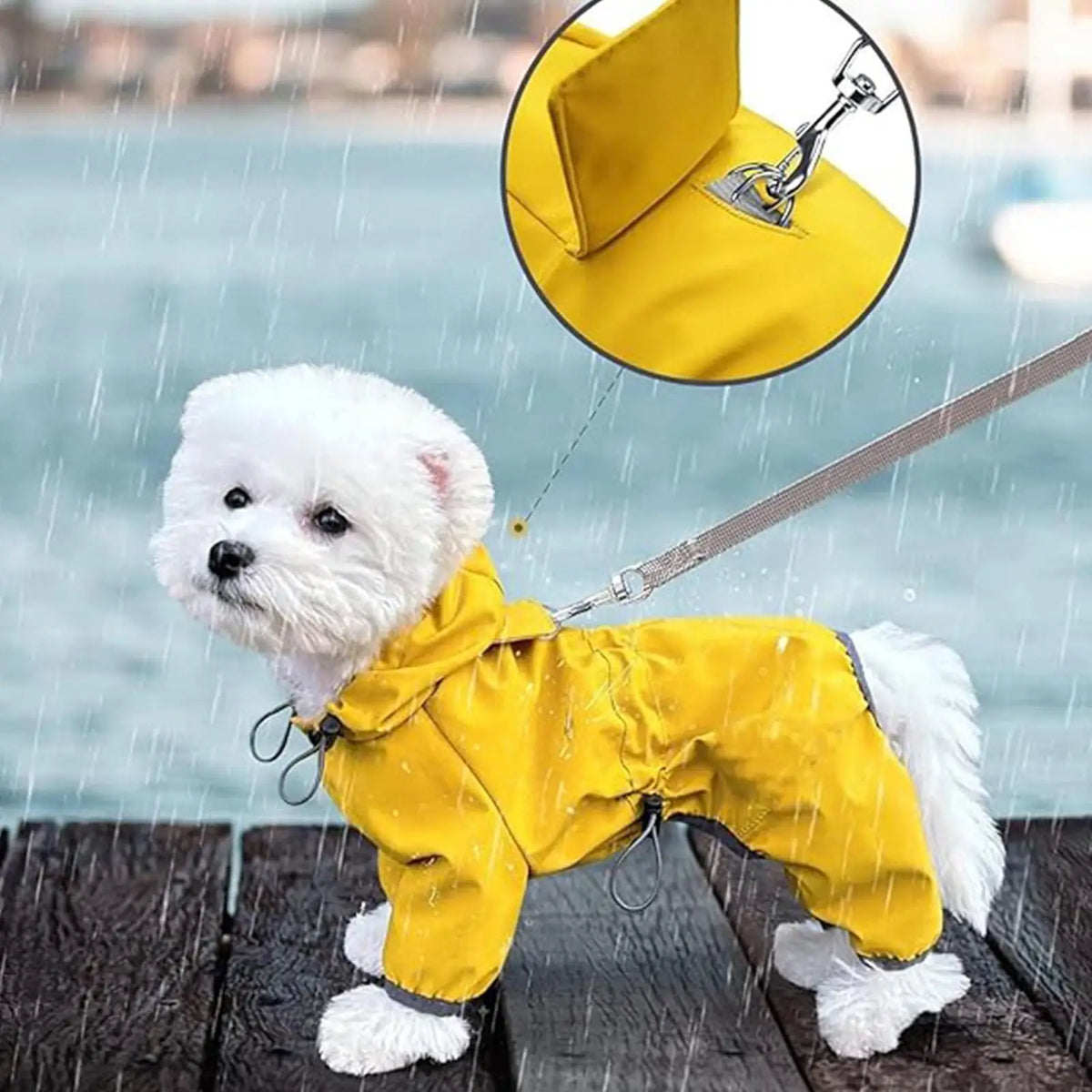 High-Visibility Waterproof Dog Raincoat – Adjustable Hooded Rain Jacket