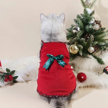 Christmas Plaid Pet Dress – Classic Holiday Party Outfit for Dogs & Cats