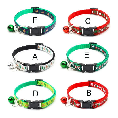 Christmas Cat Collar with Bell – Adjustable Snowflake & Reindeer Pet Collar