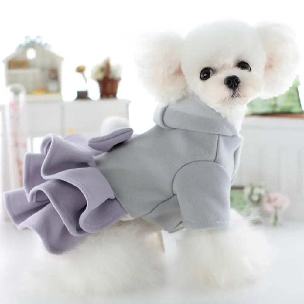 Bow-Tie Multi-Layer Pet Hoodie Dress – Cozy Winter Outfit for Dogs & Cats